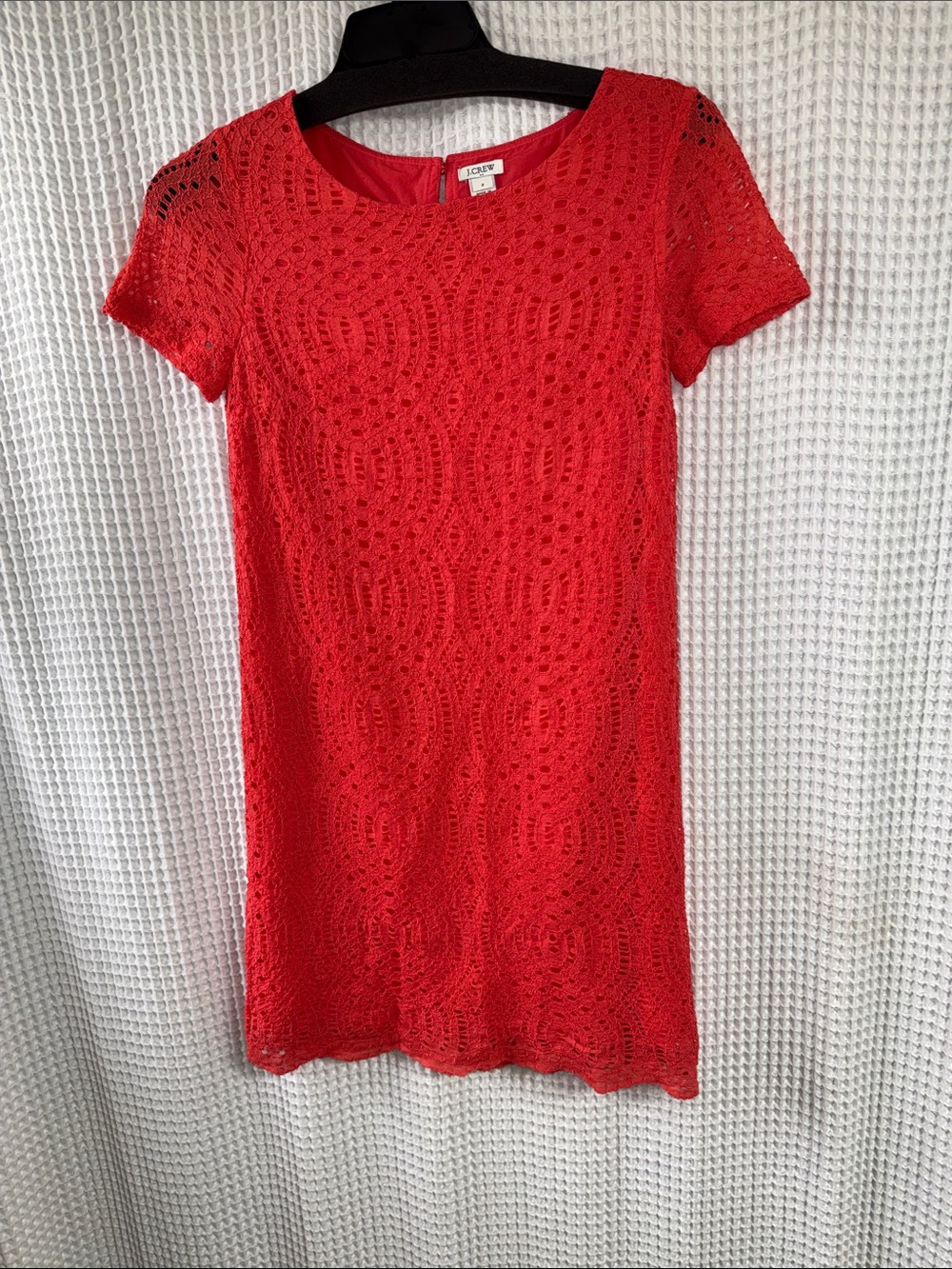 J. Crew Coral Lace Overlay Short Sleeve Mini Dress
